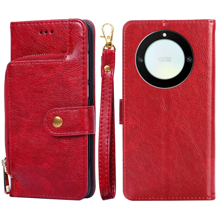 For Honor X40 Zipper Bag Leather Phone Case