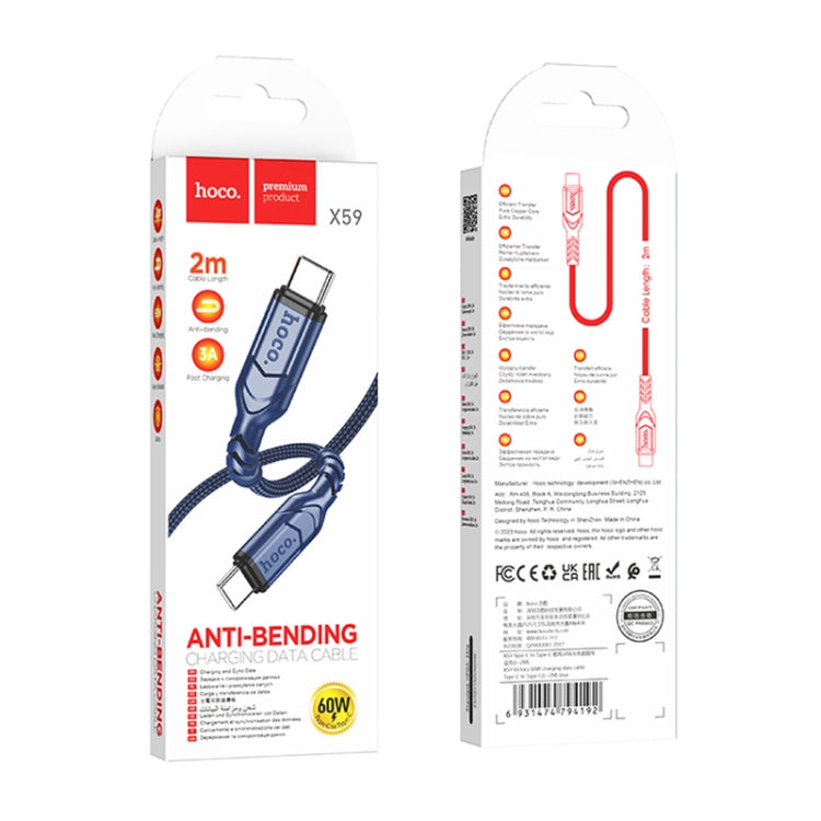 hoco X59 Victory 60W USB-C / Type-C to USB-C / Type-C Charging Data Dable, Length:2m