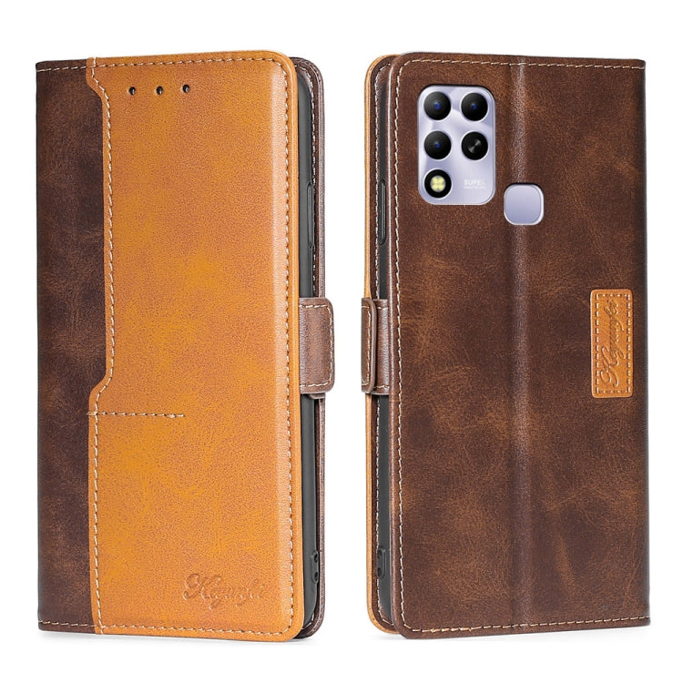 For Infinix Hot 11 Russian Version Contrast Color Side Buckle Leather Phone Case