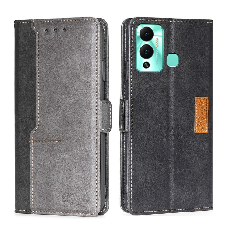 For Infinix Hot 12 Play Contrast Color Side Buckle Leather Phone Case
