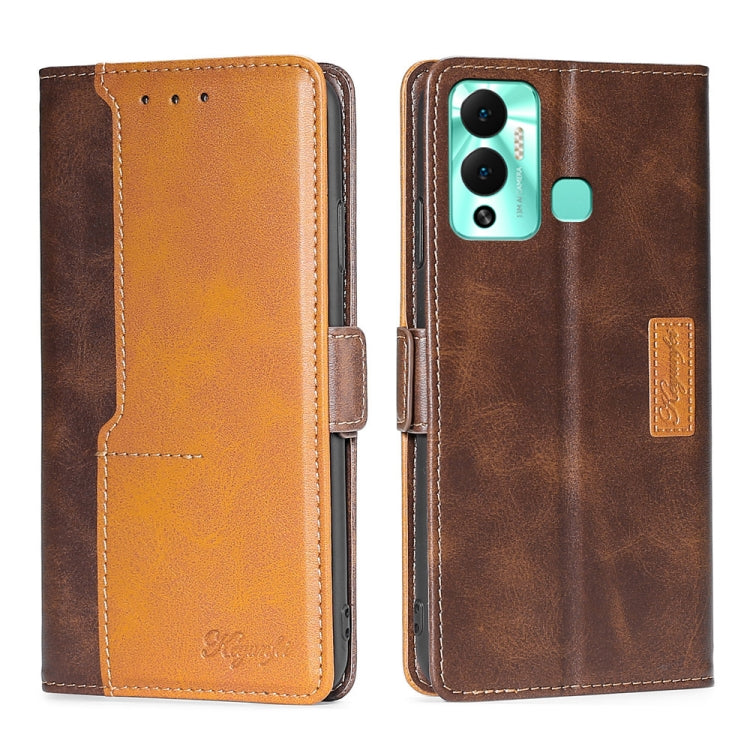 For Infinix Hot 12 Play Contrast Color Side Buckle Leather Phone Case