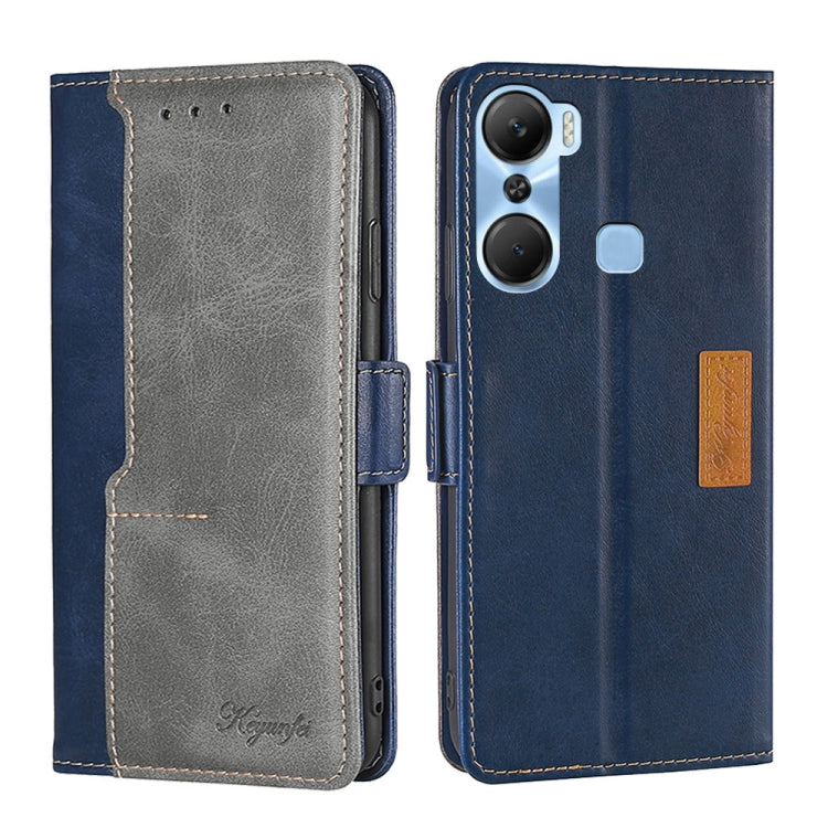For Infinix Hot 12 Pro Contrast Color Side Buckle Leather Phone Case