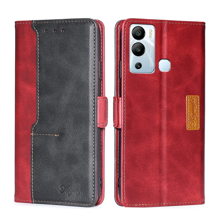 For Infinix Hot 12i Contrast Color Side Buckle Leather Phone Case