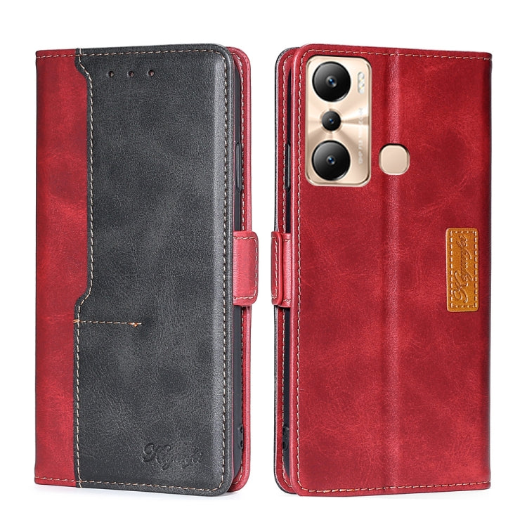 For Infinix Hot 20i Contrast Color Side Buckle Leather Phone Case