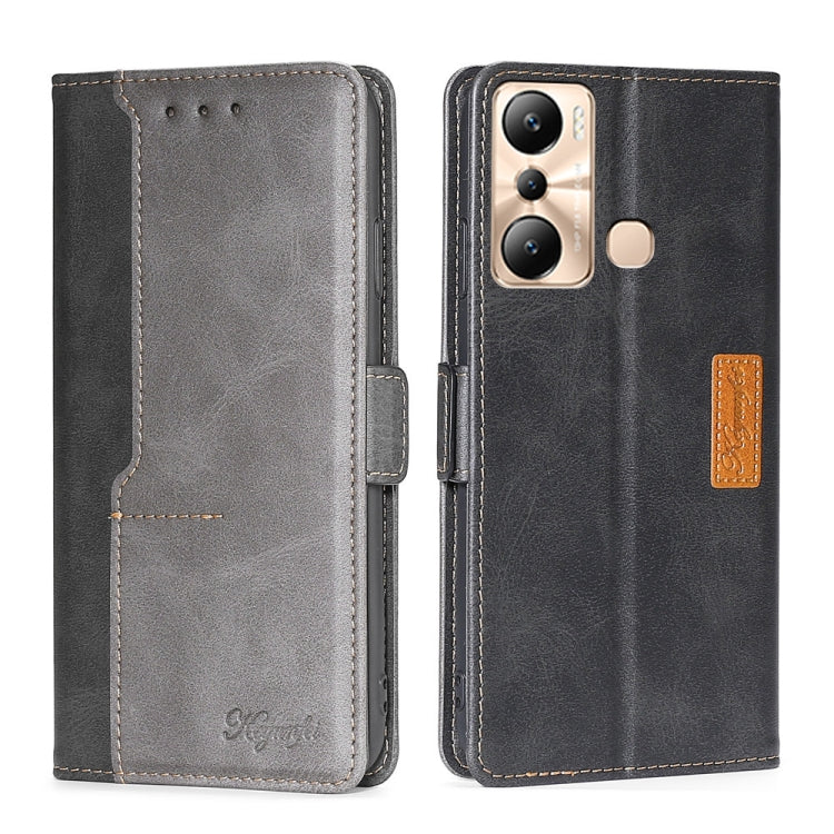 For Infinix Hot 20i Contrast Color Side Buckle Leather Phone Case
