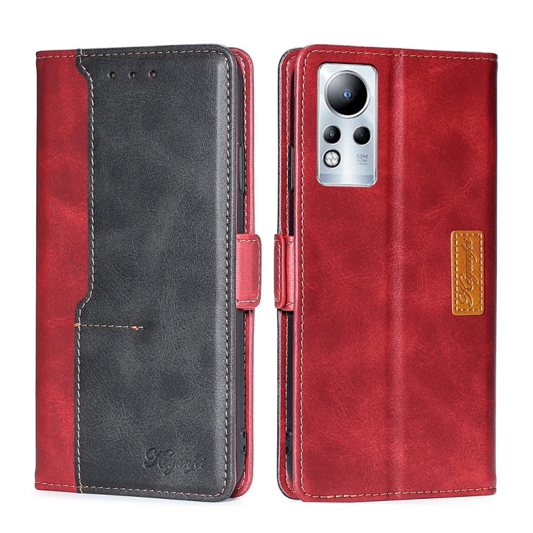 For Infinix Note 11 Contrast Color Side Buckle Leather Phone Case