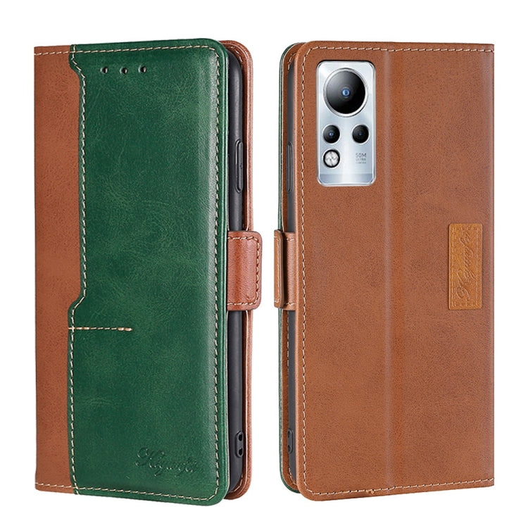 For Infinix Note 11 Contrast Color Side Buckle Leather Phone Case