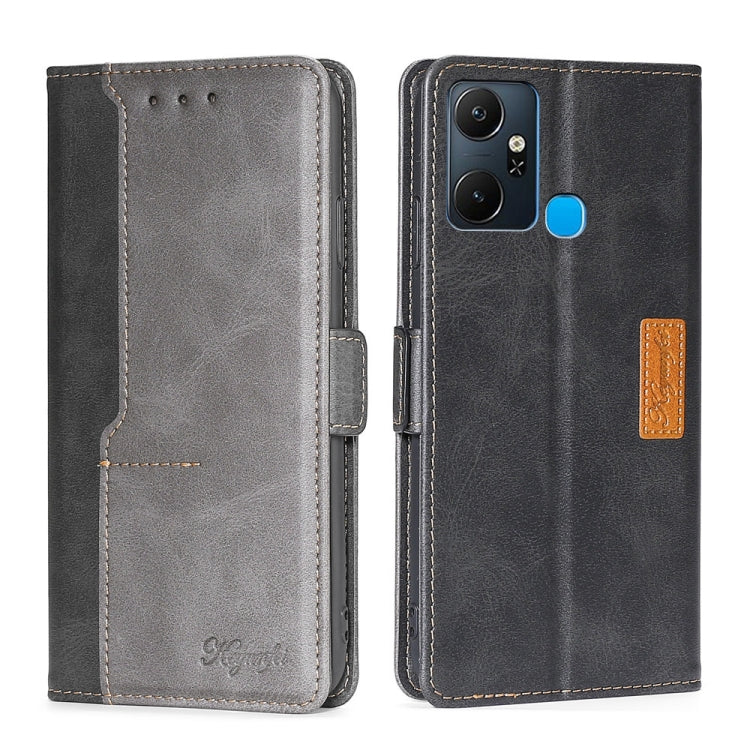 For Infinix Smart 6 Plus Contrast Color Side Buckle Leather Phone Case