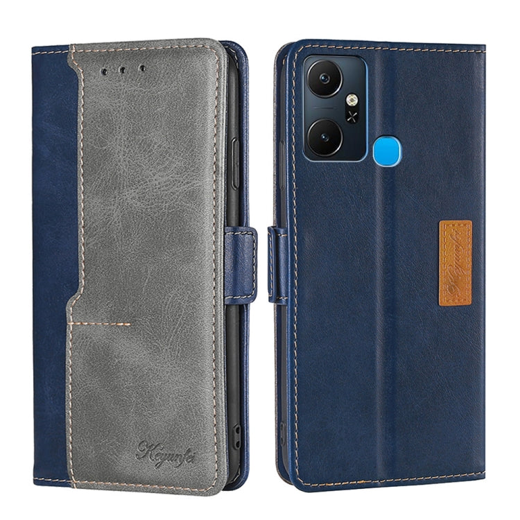 For Infinix Smart 6 Plus Contrast Color Side Buckle Leather Phone Case