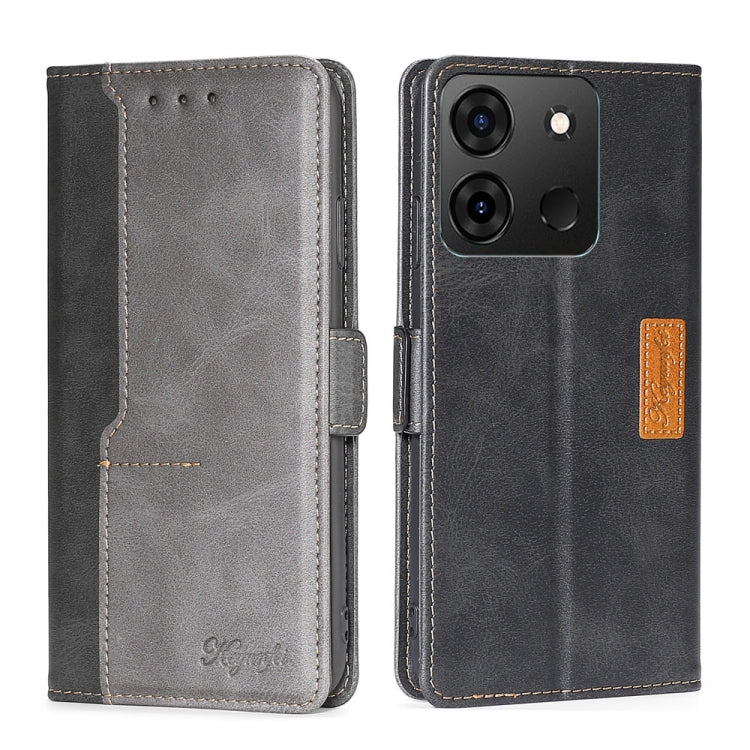 For Infinix Smart 7 Contrast Color Side Buckle Leather Phone Case