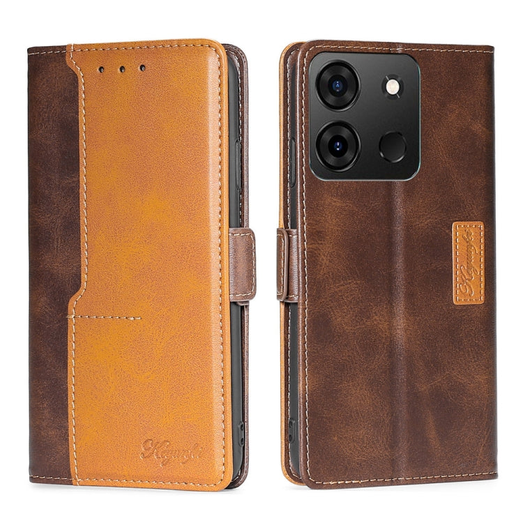 For Infinix Smart 7 Contrast Color Side Buckle Leather Phone Case