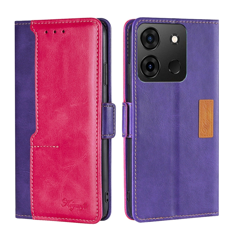For Infinix Smart 7 Contrast Color Side Buckle Leather Phone Case