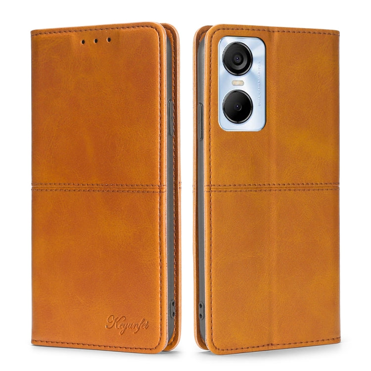 For Tecno Pop 6 Pro Cow Texture Magnetic Horizontal Flip Leather Phone Case