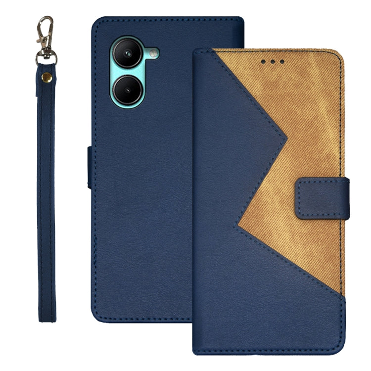 For Realme C33 2023 idewei Two-color Splicing Leather Phone Case