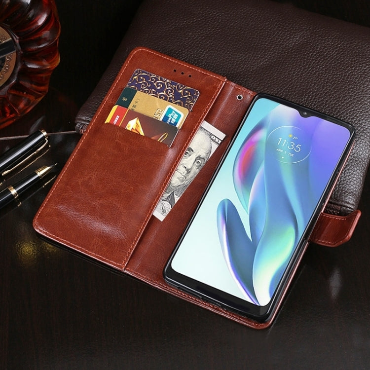 For Motorola Moto E13 idewei Crazy Horse Texture Leather Phone Case with Holder