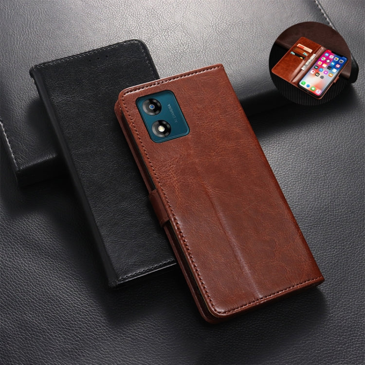 For Motorola Moto E13 idewei Crazy Horse Texture Leather Phone Case with Holder