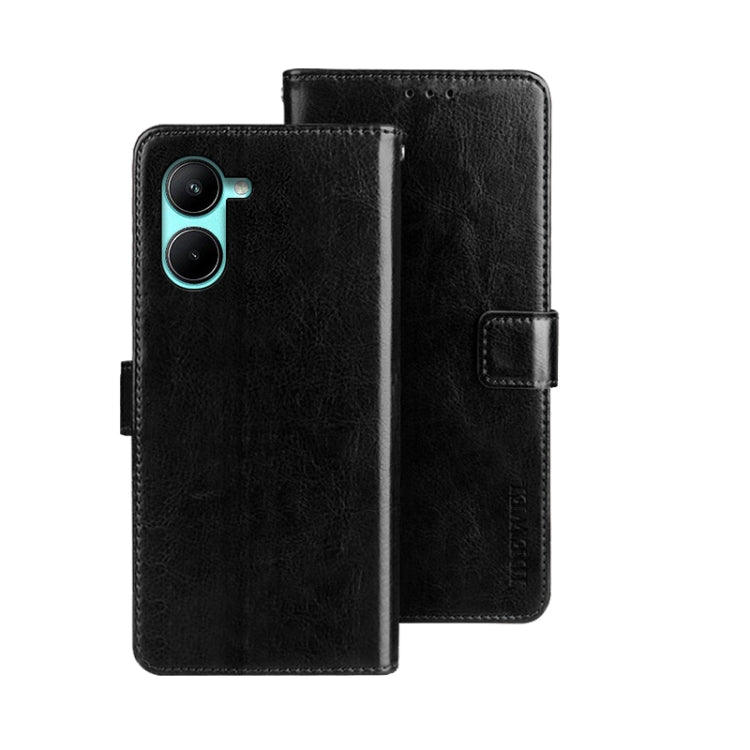 For Realme C33 2023 idewei Crazy Horse Texture Leather Phone Case with Holder
