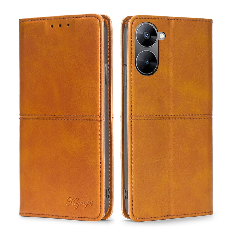 For Realme V30 5G / V30t Cow Texture Magnetic Horizontal Flip Leather Phone Case