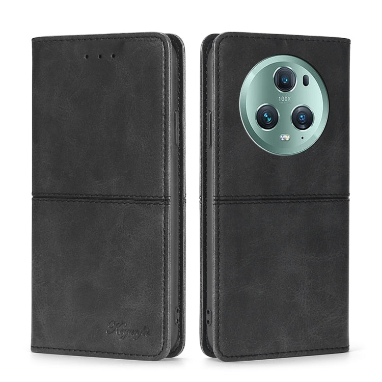 For Honor Magic5 Pro Cow Texture Magnetic Horizontal Flip Leather Phone Case