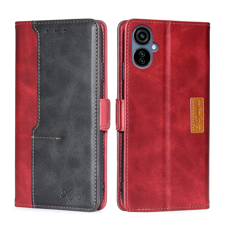 For Tecno Camon 19 Neo Contrast Color Side Buckle Leather Phone Case