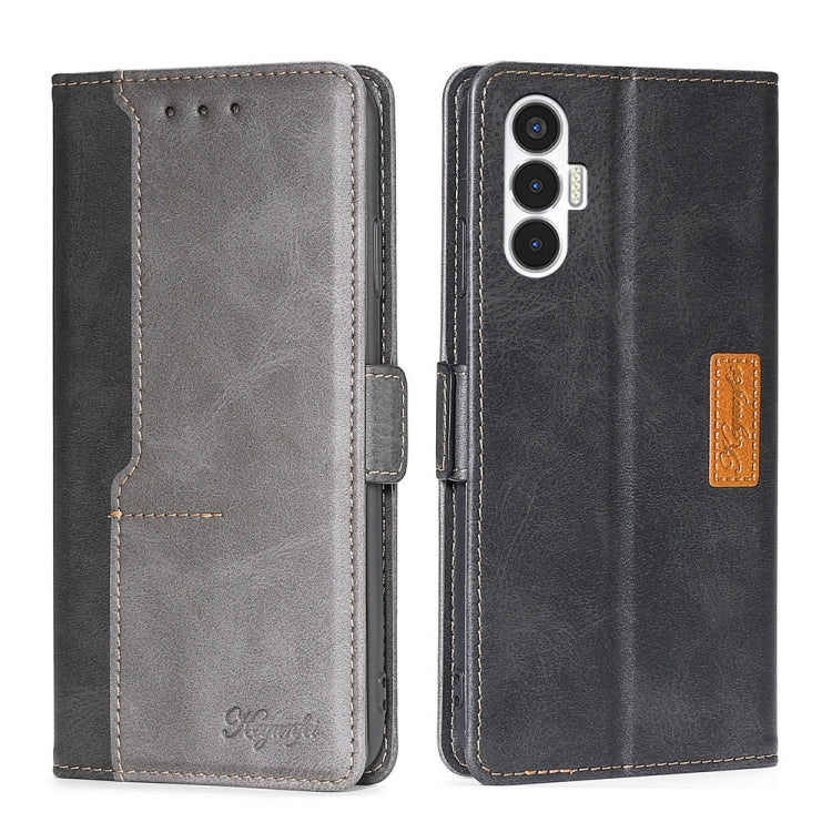 For Tecno Pova 3 Contrast Color Side Buckle Leather Phone Case