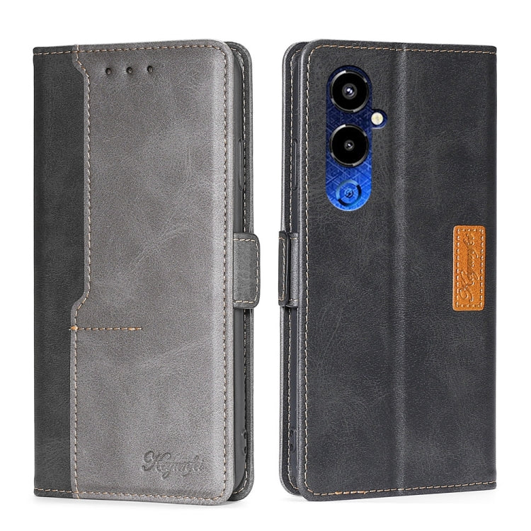 For Tecno Pova 4 Pro Contrast Color Side Buckle Leather Phone Case