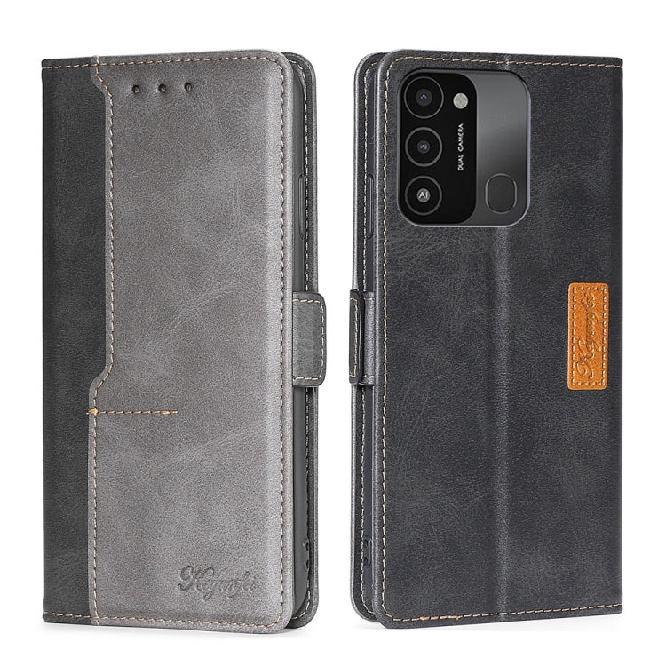 For Tecno Spark 8C Contrast Color Side Buckle Leather Phone Case