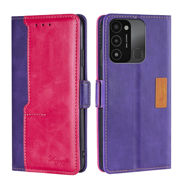 For Tecno Spark 8C Contrast Color Side Buckle Leather Phone Case