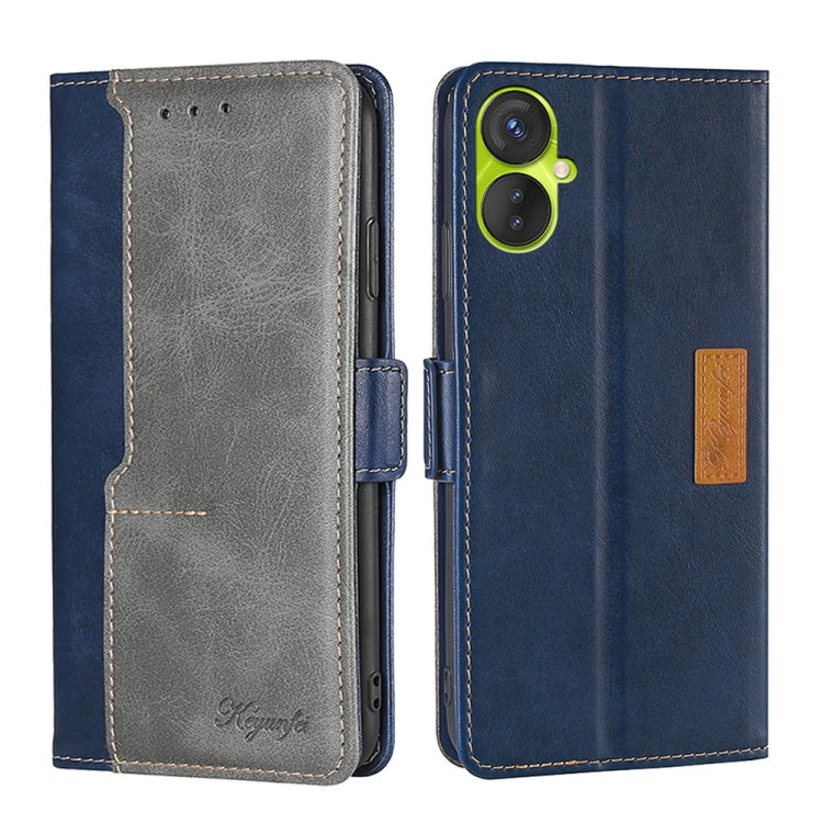 For Tecno Spark 9 Pro Contrast Color Side Buckle Leather Phone Case