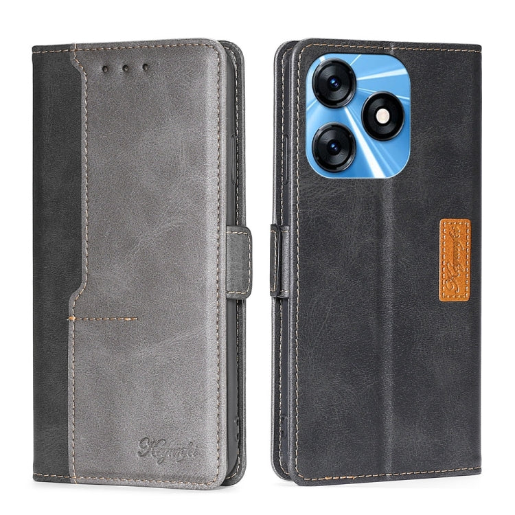 For Tecno Spark 10 4G Contrast Color Side Buckle Leather Phone Case