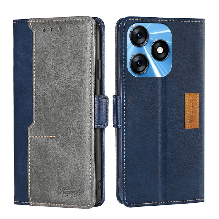 For Tecno Spark 10 4G Contrast Color Side Buckle Leather Phone Case