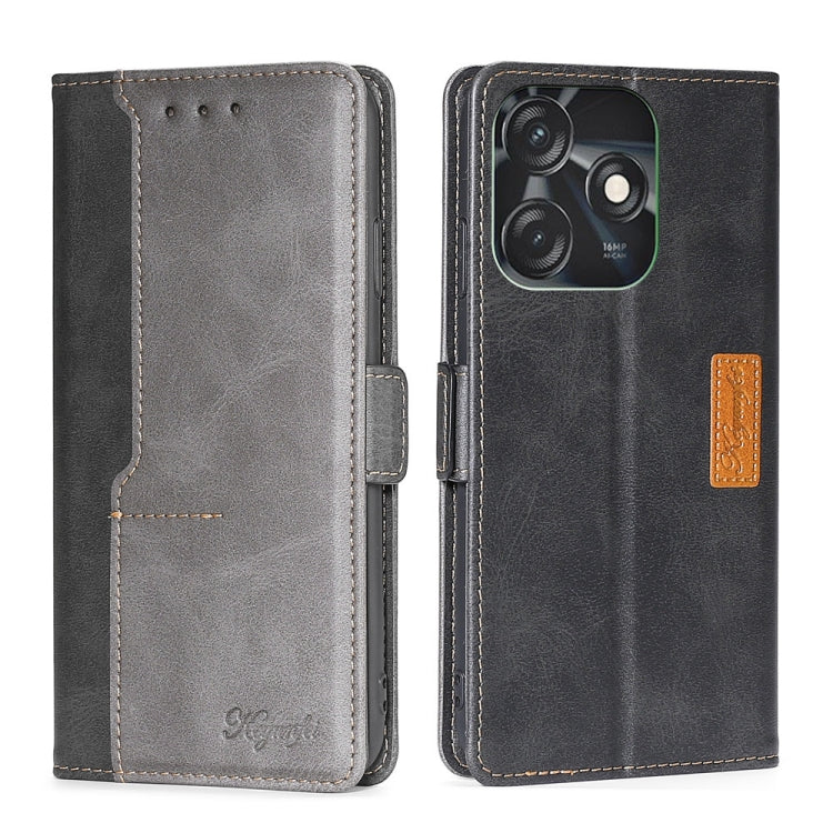 For Tecno Spark 10C Contrast Color Side Buckle Leather Phone Case