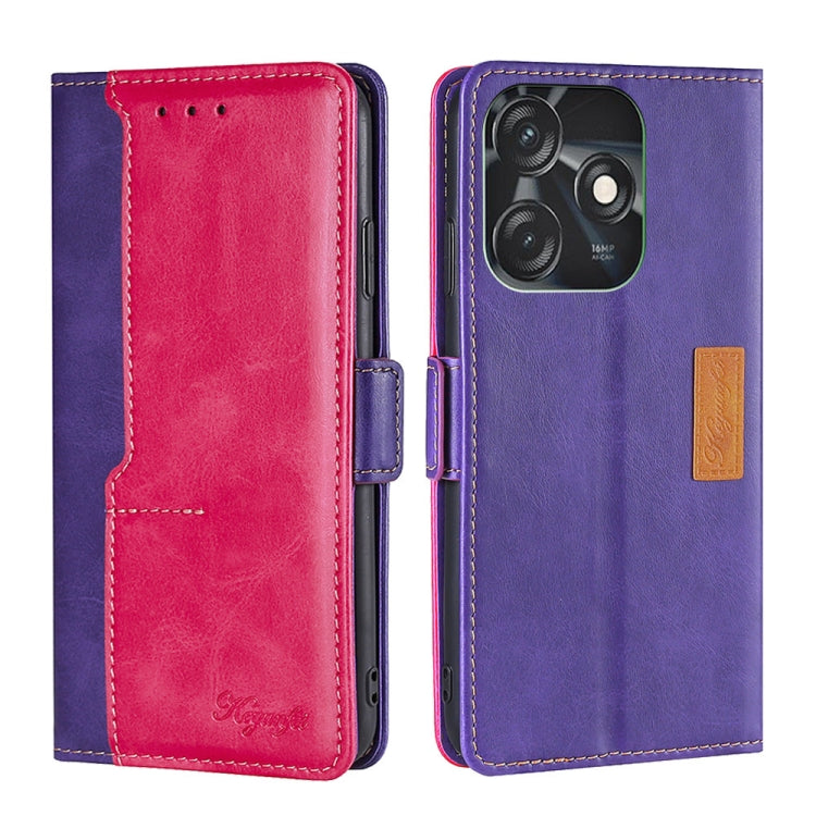 For Tecno Spark 10C Contrast Color Side Buckle Leather Phone Case