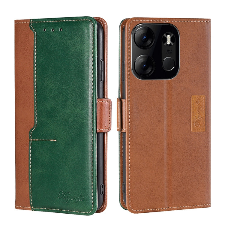 For Tecno Spark Go 2023 Contrast Color Side Buckle Leather Phone Case