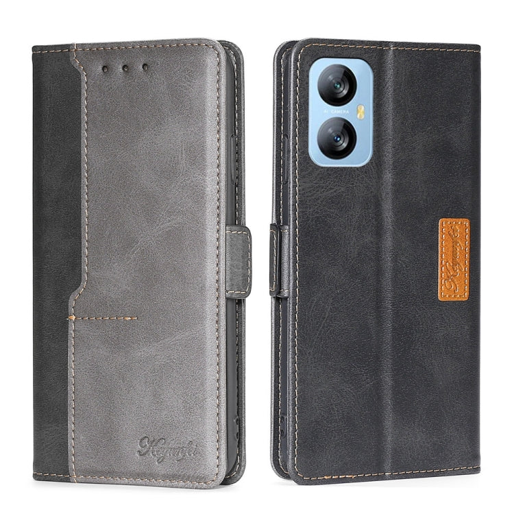 For Blackview A52 Contrast Color Side Buckle Leather Phone Case