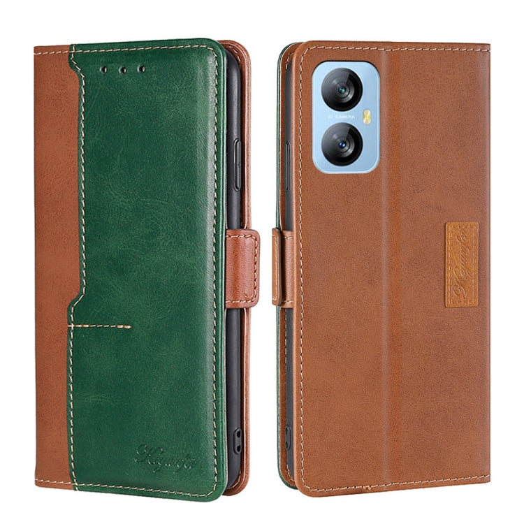 For Blackview A52 Contrast Color Side Buckle Leather Phone Case