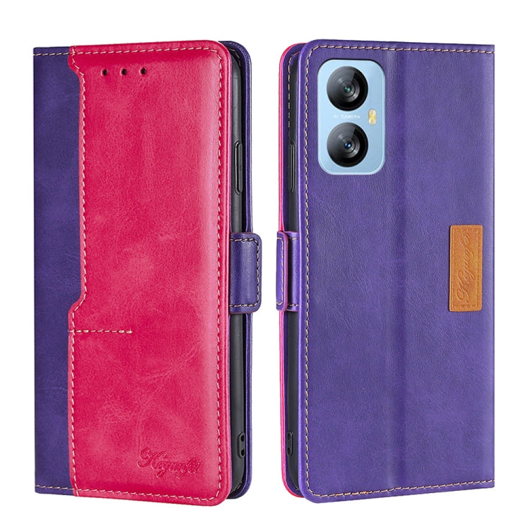 For Blackview A52 Contrast Color Side Buckle Leather Phone Case