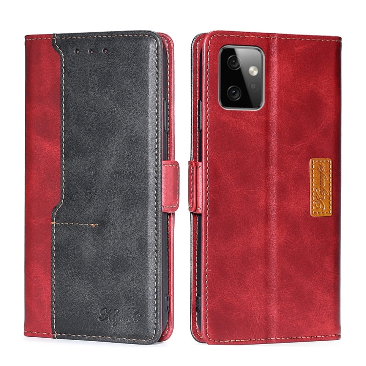 For Motorola Moto G Power 2023 Contrast Color Side Buckle Leather Phone Case