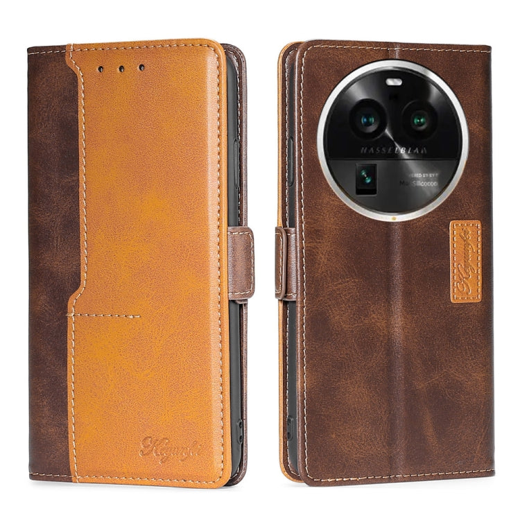 For OPPO Find X6 Pro 5G Contrast Color Side Buckle Leather Phone Case