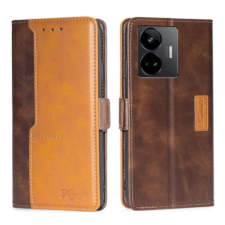 For Realme GT Neo5 Contrast Color Side Buckle Leather Phone Case