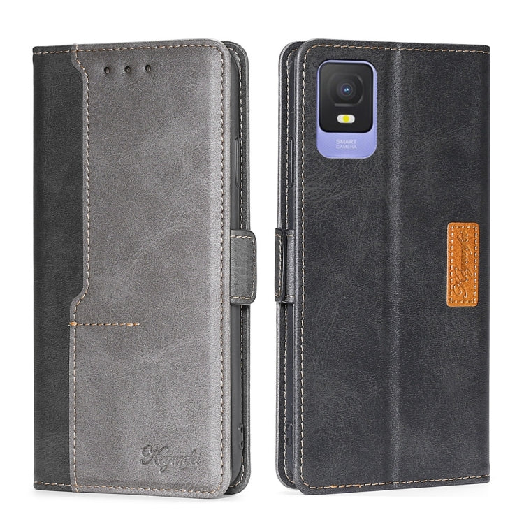 For TCL 403 Contrast Color Side Buckle Leather Phone Case