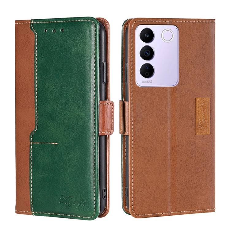 For vivo S16e Contrast Color Side Buckle Leather Phone Case