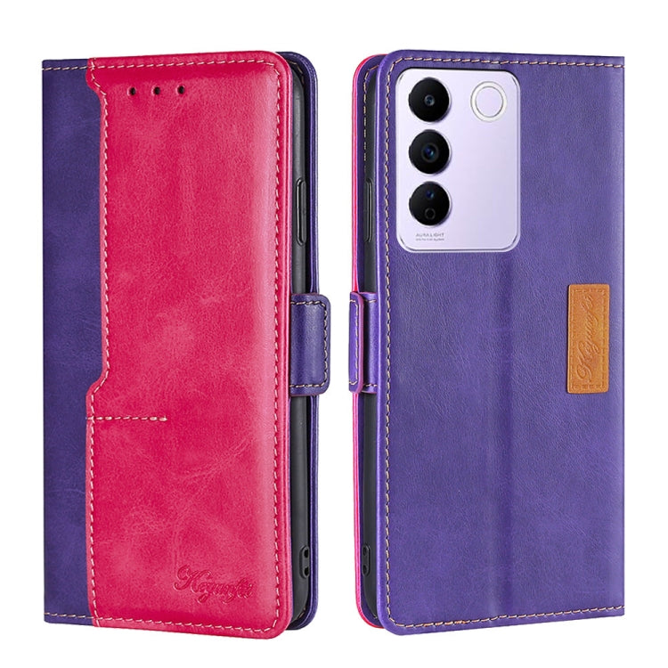 For vivo S16e Contrast Color Side Buckle Leather Phone Case