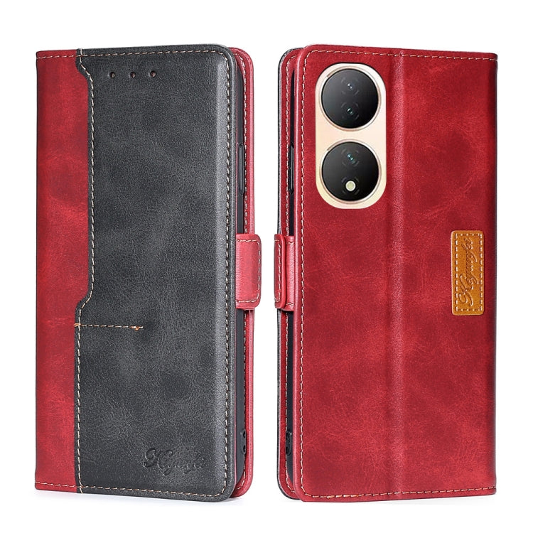 For vivo Y100 5G Contrast Color Side Buckle Leather Phone Case