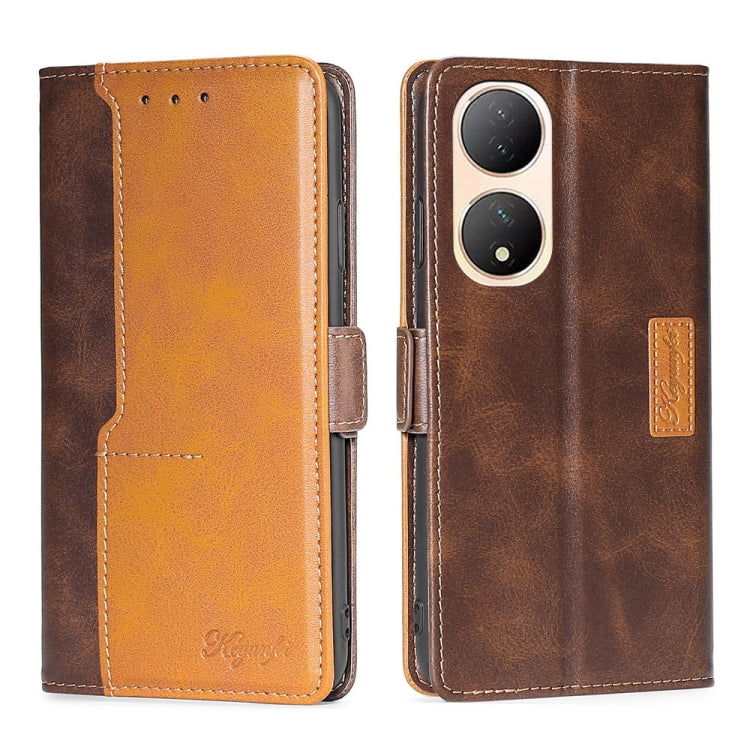 For vivo Y100 5G Contrast Color Side Buckle Leather Phone Case