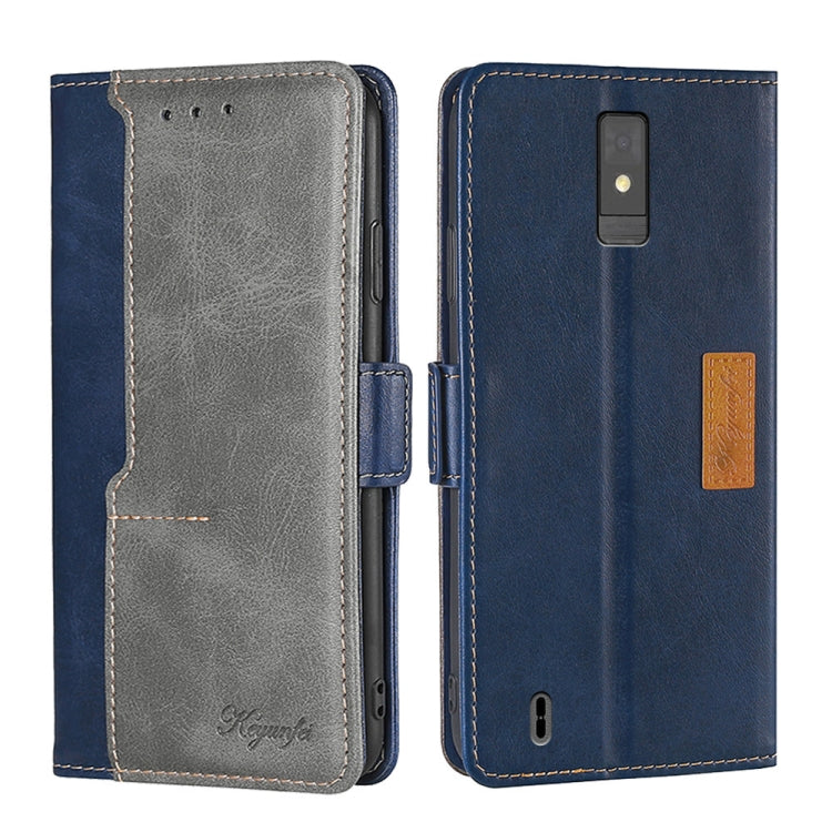 For ZTE Blade A32 Contrast Color Side Buckle Leather Phone Case