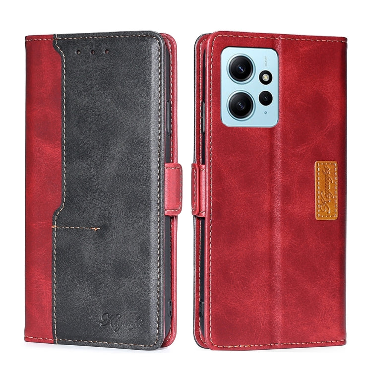 For Xiaomi Redmi Note 12 4G Global Contrast Color Side Buckle Leather Phone Case