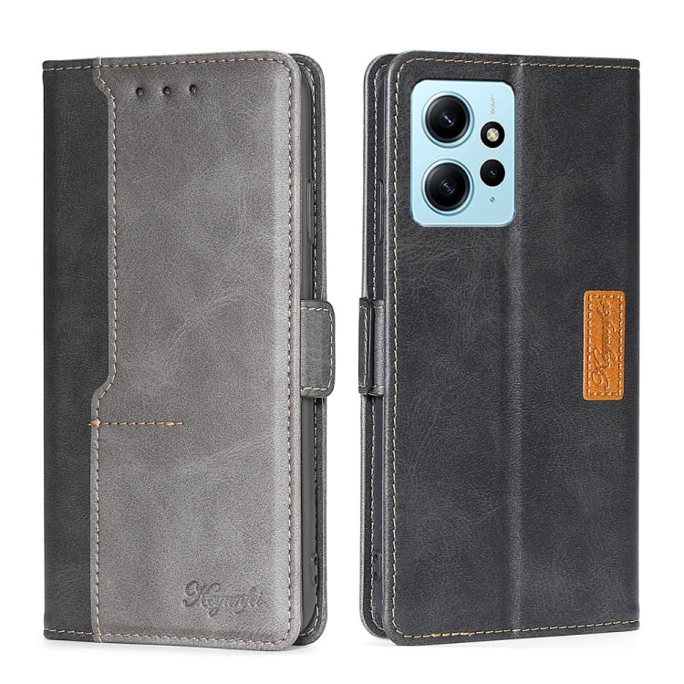 For Xiaomi Redmi Note 12 4G Global Contrast Color Side Buckle Leather Phone Case