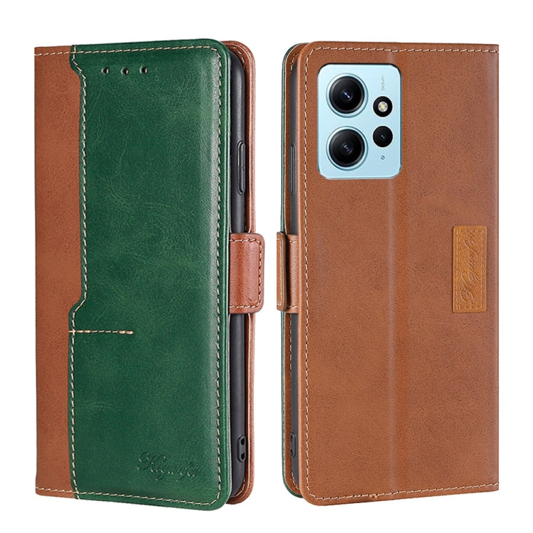 For Xiaomi Redmi Note 12 4G Global Contrast Color Side Buckle Leather Phone Case