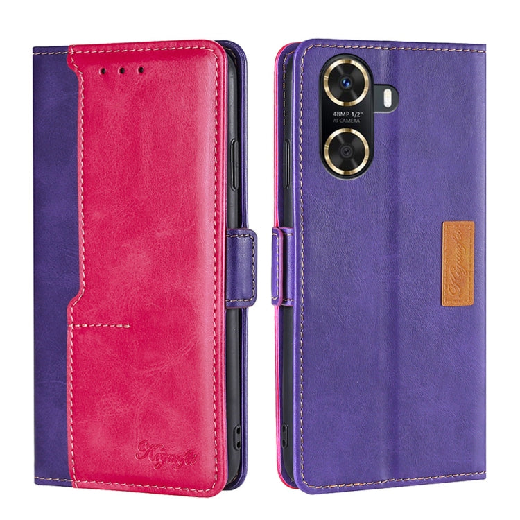 For Huawei Enjoy 60 Contrast Color Side Buckle Leather Phone Case